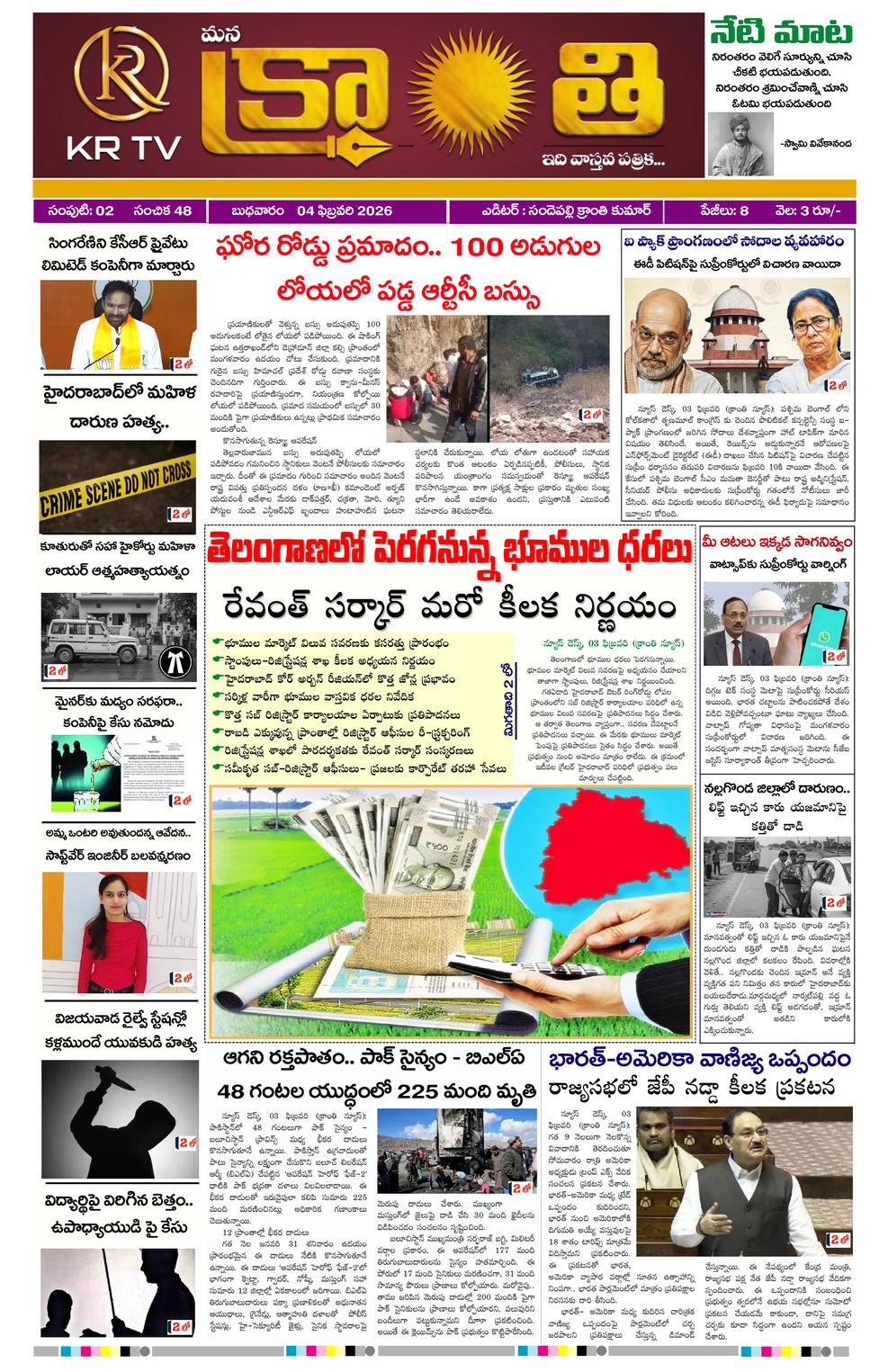 Kranthi news epaper-2026-02-04