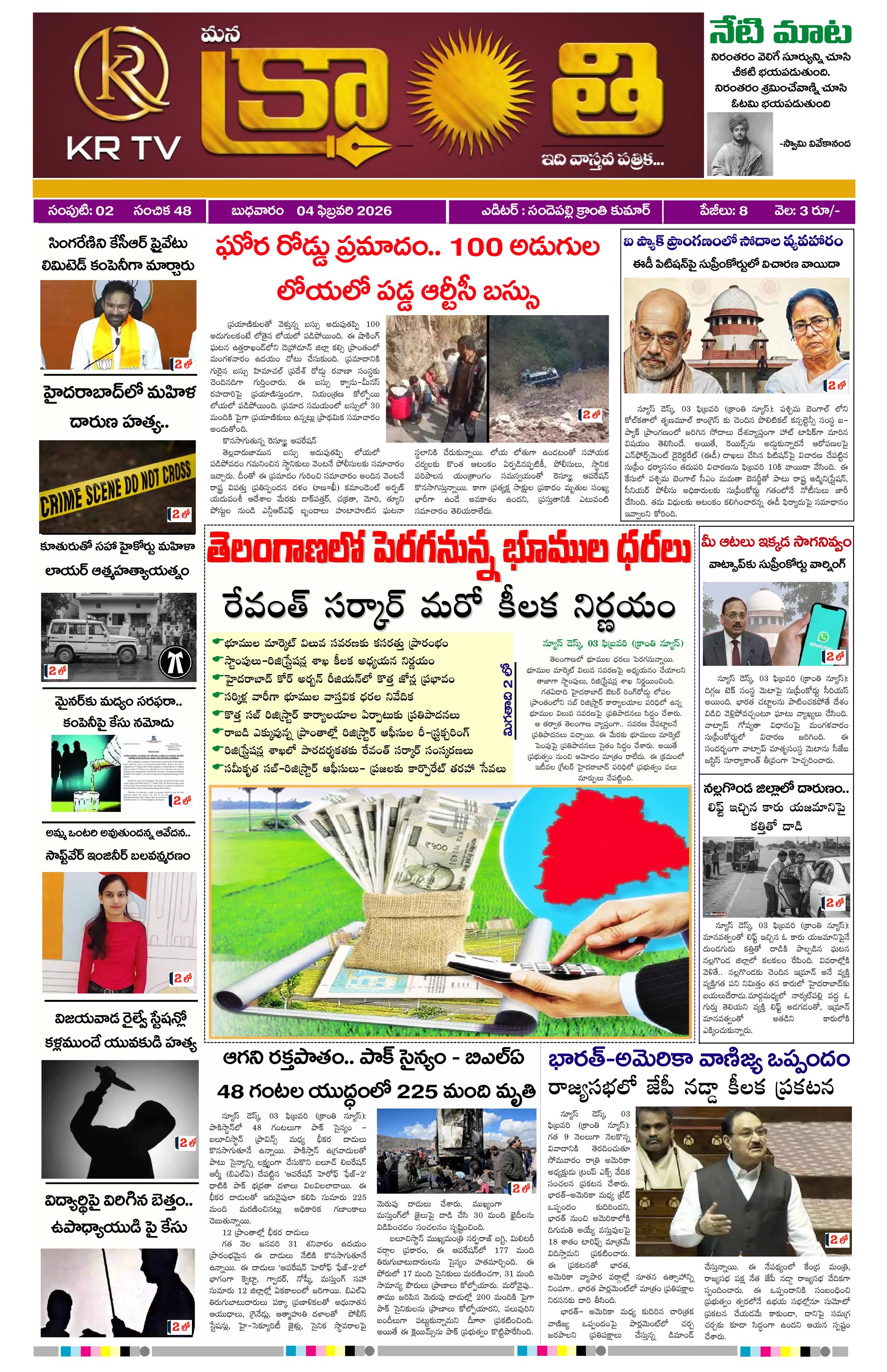 Kranthi news epaper-2026-02-04