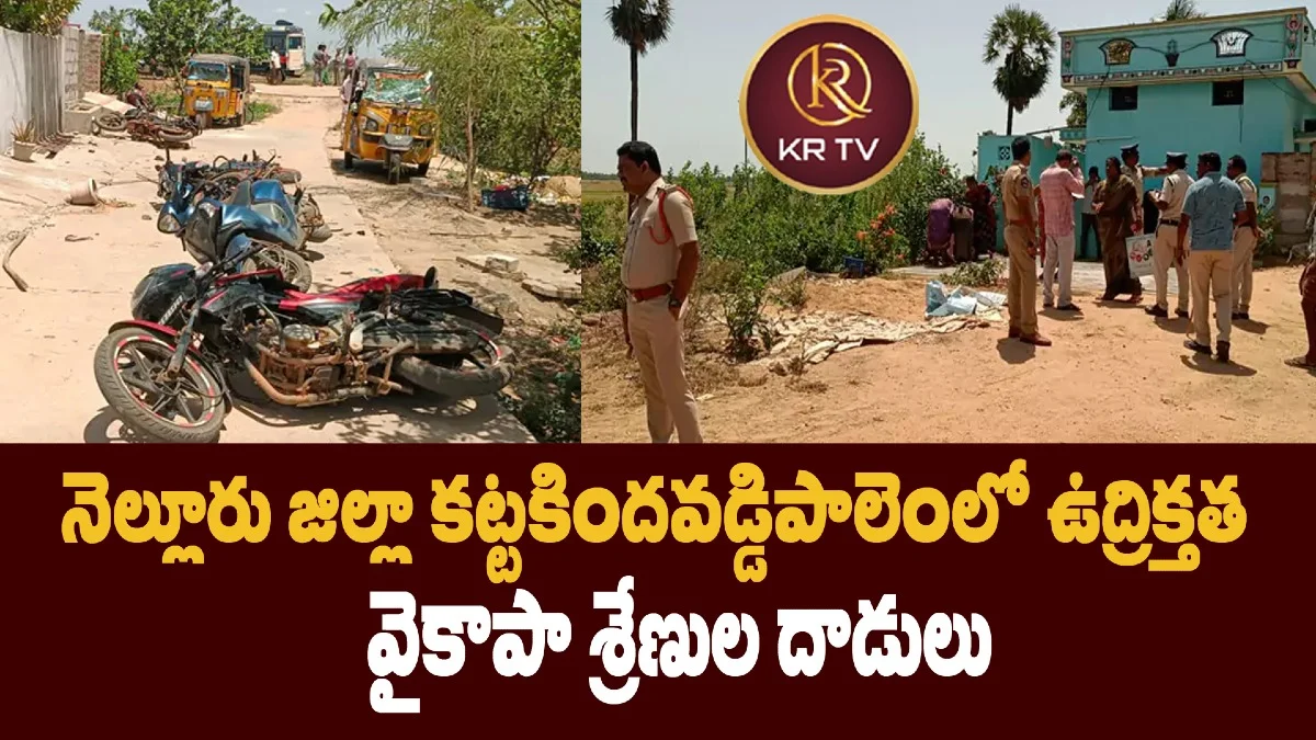 నెల్లూరు జిల్లా కట్టకిందవడ్డిపాలెంలో ఉద్రిక్తత: వైకాపా శ్రేణుల దాడులు